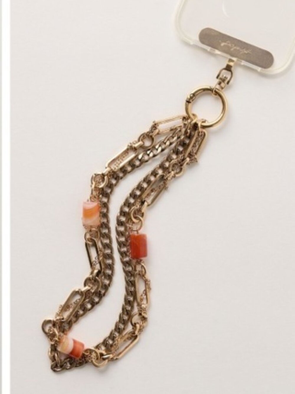 NWT Free People Layered Chain Phone Wristlet in Antique Gold